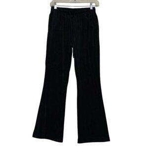 Colsie Black Velvet Flare Pants Women’s M 95% Polyester 5% Spandex Elastic Waist